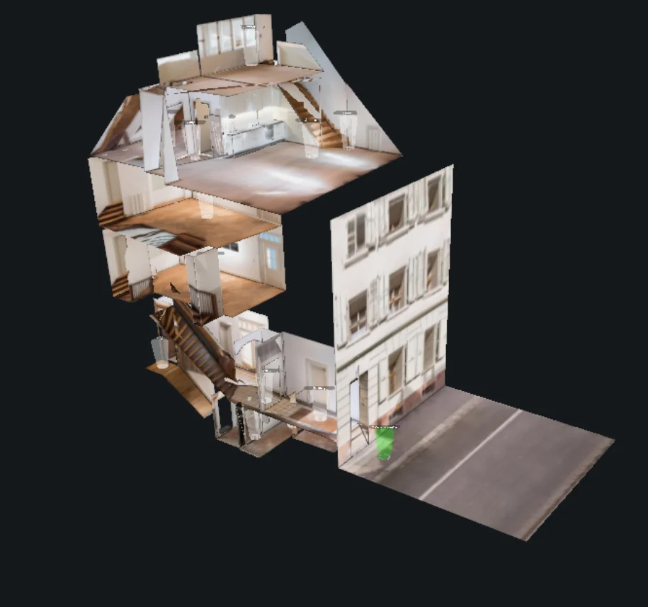 3D Puppenhaus-Modell eines Hauses im virtuellen 360 Grad Rundgang für Immobilien