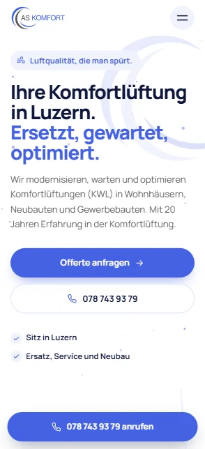 Website von AS Komfort auf dem Handy