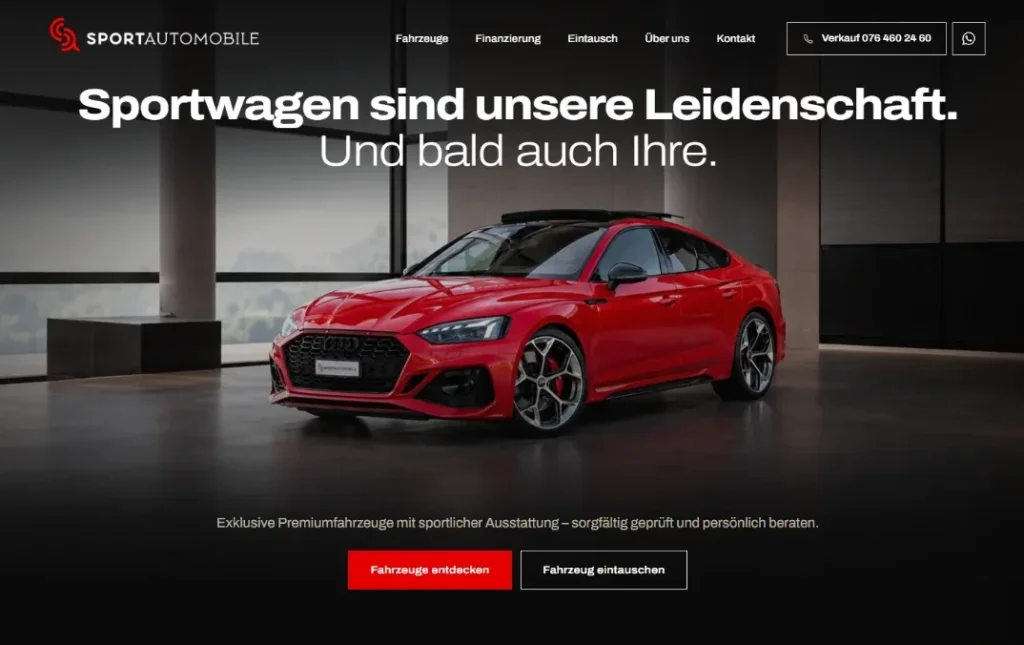 Startseite der Website von Sport Automobile GmbH