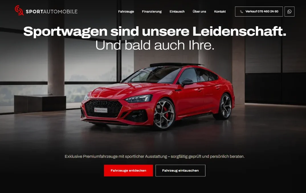 Startseite der Website von Sport Automobile GmbH